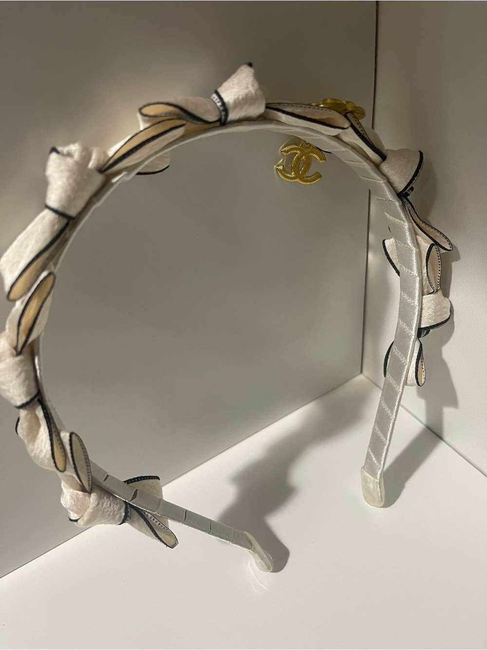 Cream Bow Headband - handmade - Picture 2 of 4